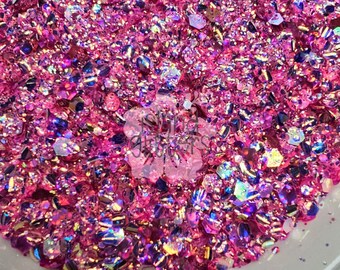 FLAMARRA - Hot Pink Glitters | Pink 3D Glitters | 3D Hologram Glitters | Chunky Pink Glitters | Snow Globe Glitters | Hair Gel Glitters