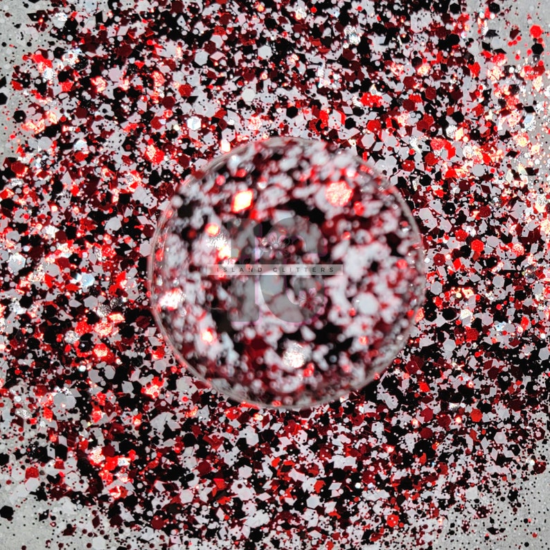 CRIME SCENE Crime Scene Glitter Chunky Halloween Glitter Chunky Black Red White Glitter Mix Chunky Holographic Metallic Glitter Mix image 5