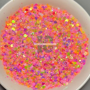 BEACH BUM - Summer Beach Glitter | Neon Glitter Mix | Chunky Orange Glitter | Chunky Pink Glitter | Chunky Purple Glitter | Summery Glitters