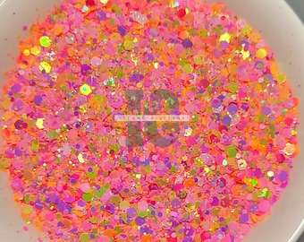 BEACH BUM - Summer Beach Glitter | Neon Glitter Mix | Chunky Orange Glitter | Chunky Pink Glitter | Chunky Purple Glitter | Summery Glitters