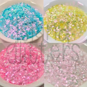 PACCHETTO HIGHLIGHTS - Glitter perlati iridescenti / Glitter iridescenti / Glitter rosa cangiante / Glitter rosa spessi / Glitter gialli