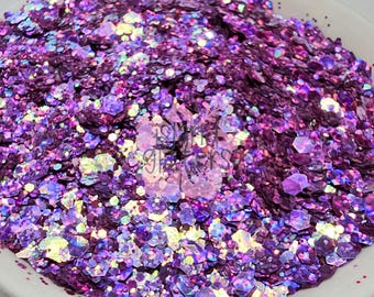 ARYANA - Chunky Purple Glitters | Purple Cat Eye Glitters | Purple 3D Cat Eye | Holographic Glitters | Chunky Purple Mermaid Glitters