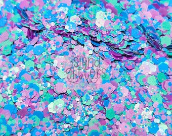 MERMAID KISSES - Pastel Chunky Glitters | Purple Blue Mint Glitter Mix | Easter Glitters | Glitters for Snow Globes | Glitters for REsin