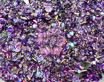 DEIA - Chunky Purple Glitters | Purple 3D Glitters | 3D Hologram Glitters | Purple Hologram Glitters | Chunky Glitters for Snow Globes
