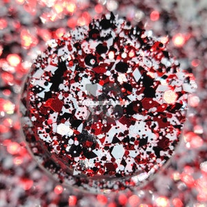 CRIME SCENE - Paillettes pour scène de crime | Grosses paillettes d'Halloween | Mélange de paillettes épaisses noires rouges blanches | Mélange de paillettes métalliques holographiques épaisses