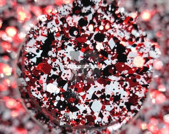 CRIME SCENE - Crime Scene Glitter | Chunky Halloween Glitter | Chunky Black Red White Glitter Mix | Chunky Holographic Metallic Glitter Mix