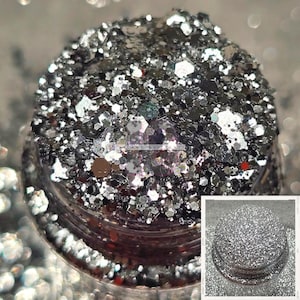 SILVER - Chunky Silver Glitters | Fine Silver Glitters | Silver Metallic Glitters | Christmas Glitters | Pure Silver Glitters | Nail Glitter
