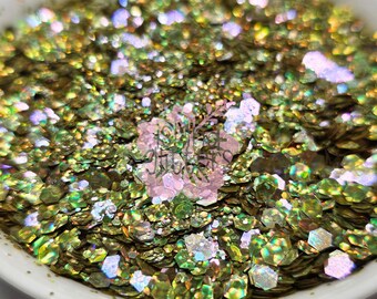 DYESEBEL - Yellow Gold Glitters | Light Gold Glitters | Gold Cat Eye Glitters | Gold Holographic Glitters | Yellow Gold Mermaid Glitters