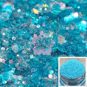 Schtroumpfs UP - Grosses paillettes bleues | Chunky bleu clair | fines paillettes bleu ciel | fines paillettes bleu vif | Fines paillettes bleues irisées