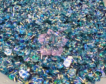 AMIHAN - Chunky Blue Glitter | Chunky Teal Glitters | Blue 3D Glitters | Teal 3D Glitters | Hologram Glitters | Snow Globe Glitters