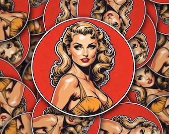 Vintage Pin Up Girl Hardhat Sticker- Construction Sticker, Laptop Sticker, Laminated Sticker, Blue Collar Gift, Gift for Blue Collar