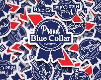 Proud Blue Collar American Sticker - Hard Hat, Laptop Decal