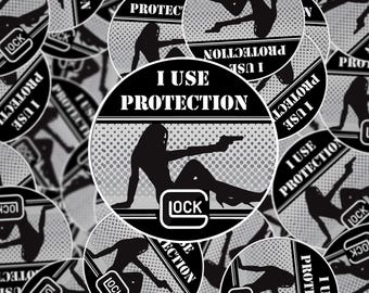 I Use Protection Hardhat Sticker – Laminated Construction Decal