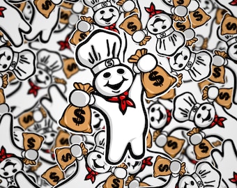 Doughboy Money Bags Hardhat Sticker - Blue Collar Gift