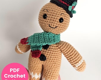 Gingerbread Man Crochet Pattern PDF | Christmas Amigurumi Toy | DK Cotton | Advanced Beginner