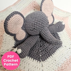Elephant Lovey Crochet Pattern, Elsie the Elephant Lovey PDF Crochet Pattern, Amigurumi Baby Blanket DIY, Elephant Comforter Crochet Pattern