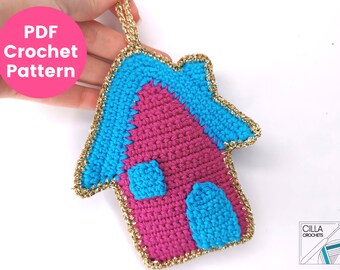 Gingerbread House Crochet Pattern PDF | Christmas Hanging Decoration | DK Cotton Ornament | Advanced Beginner