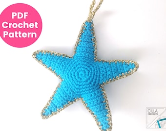Haakpatroon kerstornament ster pdf | Hangende decoratie voor kerstboom | Makkelijke amigurumi