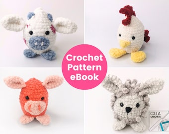 Crochet Easter Patterns, Egg Shaped Farm Animal Amigurumi, PDF Crochet Pattern Bundle
