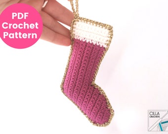 Christmas Stocking Ornament Crochet Pattern | Christmas Stocking Crochet Pattern | Christmas Stocking Decoration | PDF Crochet Pattern