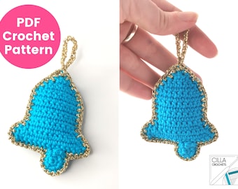 Bell Christmas Ornament Crochet Pattern PDF | Tree Hanging Amigurumi | DK Cotton | Minimal Sewing | Advanced Beginner