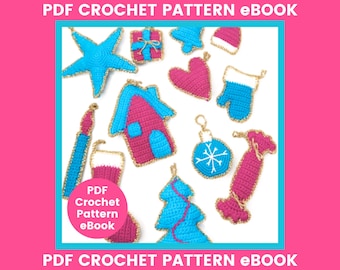 12 Christmas Ornament Crochet Patterns PDF | Holiday Tree Decorations eBook | DK Cotton | Advanced Beginner