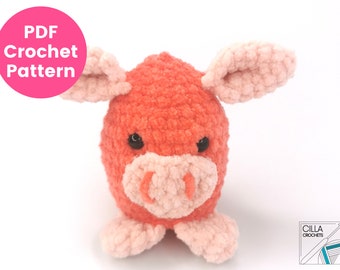 Pig Crochet Pattern PDF | DK Chenille Egg-Shaped Amigurumi Plush | Advanced Beginner