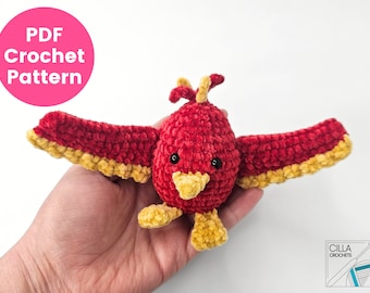 Phoenix Crochet Pattern PDF | DK Chenille Amigurumi Plush | Egg-Shaped Toy | Quick Intermediate | Minimal Sewing