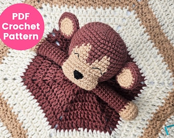 Monkey Lovey Crochet Pattern PDF | Baby Security Blanket | Amigurumi Comforter | Worsted Cotton