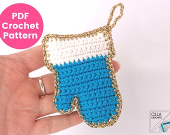 Mitten Christmas Ornament Crochet Pattern | Mitten Crochet Pattern | Mitten Christmas Decoration Crochet Pattern | PDF Crochet Pattern