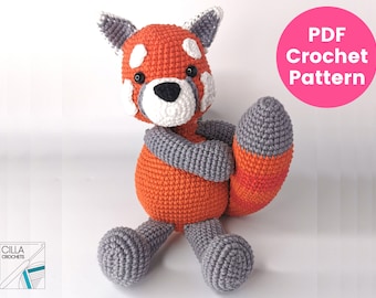 Red Panda Crochet Pattern PDF | Amigurumi Plush Toy | Intermediate Animal Pattern | Worsted Cotton