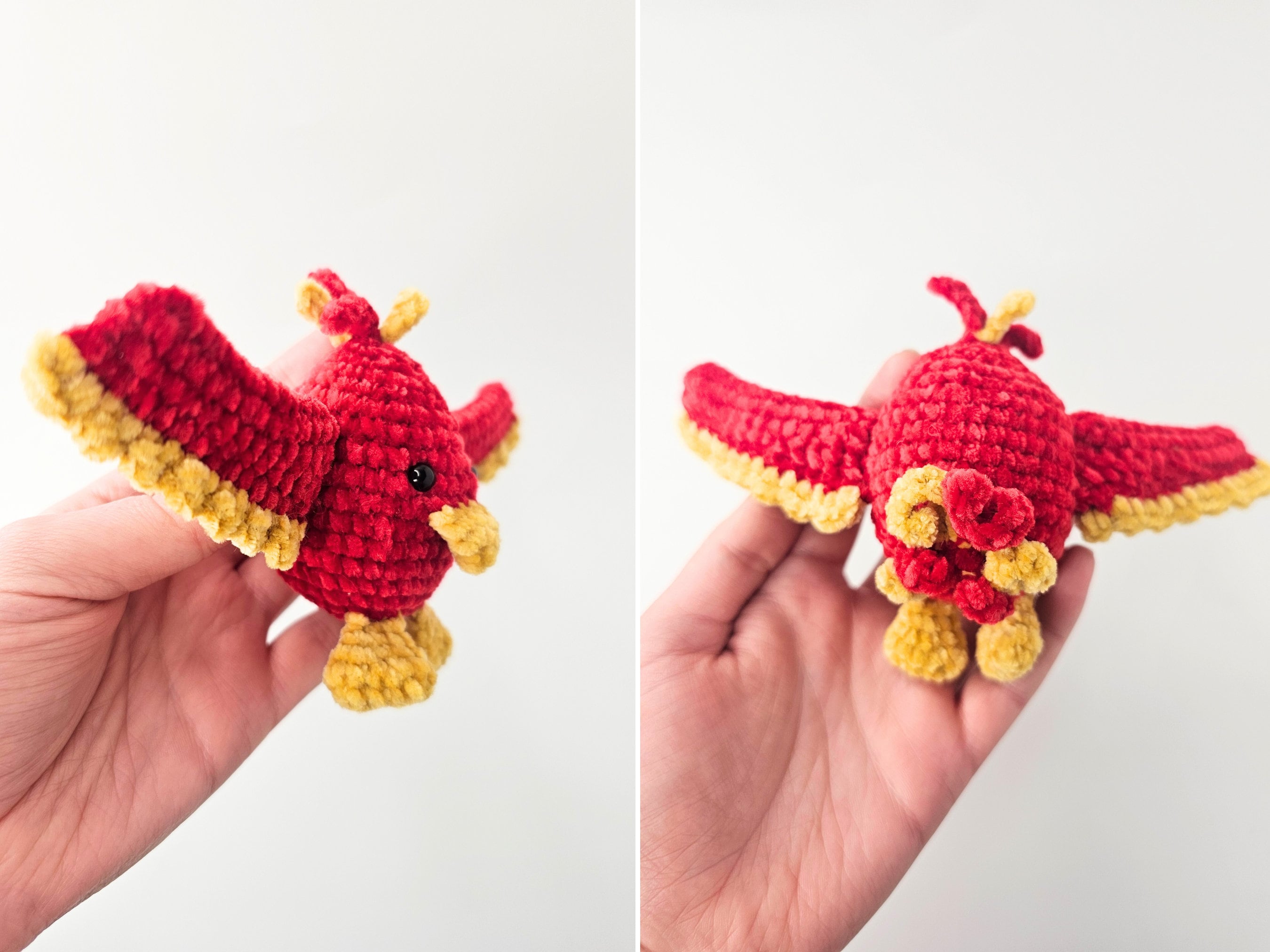 Phoenix Crochet Patterns for a Mythical Bird in Yarn 2 Phoenix DK Chenille Amigurumi Plush Egg-Shaped Toy Quick