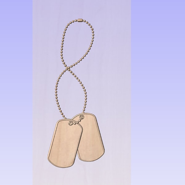 US Military Dog Tags with Chain 3D Model