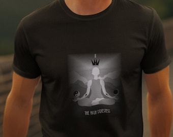 Dark Priestess Tarot T-Shirt - Mystical Gothic Style Tee - Major Arcana Design - Occult Fashion