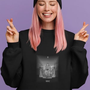 Sudadera con tarot de la justicia: estilo callejero alternativo, top gótico espiritual, suéter extragrande de bruja