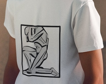 Minimalist Art Deco Tee - Custom Abstract Design, Modern Body Art Shirt