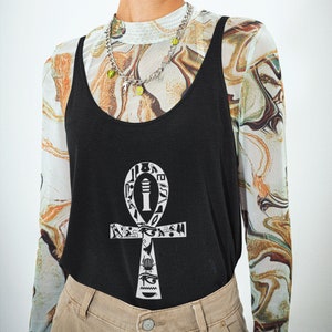 Egyptian Ankh Symbol Tank | Non-binary Top for Everyday Wear | Symbolism Activewear, Protection Gift