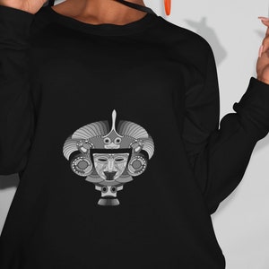 Unique Aztec Fire God Sweatshirt - Trendy Indie Top with Gothic Vibe, Plus Size Friendly