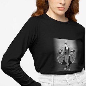 Camiseta Devil Tarot - Ropa de calle gótica, camisa de arcanos mayores, top de todos los días