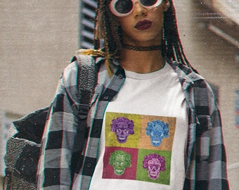 Unique Skull Art Tee - Occult Inspired Shirt - Andy Warhol Influence - Alt Drawing