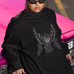 Gothic Guardian Angel Sweatshirt - Black Graphic Sweater