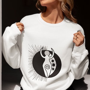 Moon Goddess Sun Moon Sweatshirt - Celestial Witchy Boho Style - Alt Clothing for Women, Goth Fashion, Plus Size Hoodie