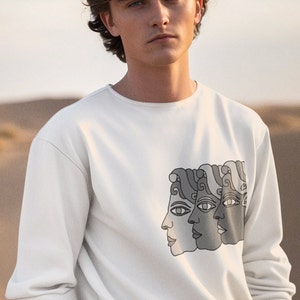 Modern Abstract Top - Unique 3 Faces Design Sweatshirt