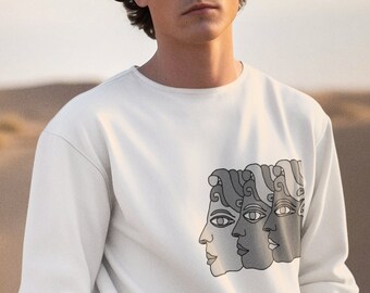 Modern Abstract Top - Unique 3 Faces Design Sweatshirt