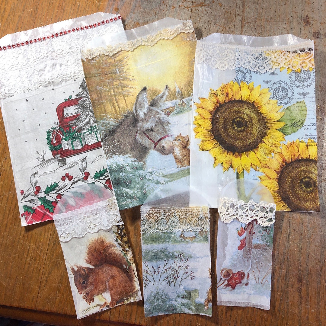 Glassine Bags Decorated Set of 6 Etsy