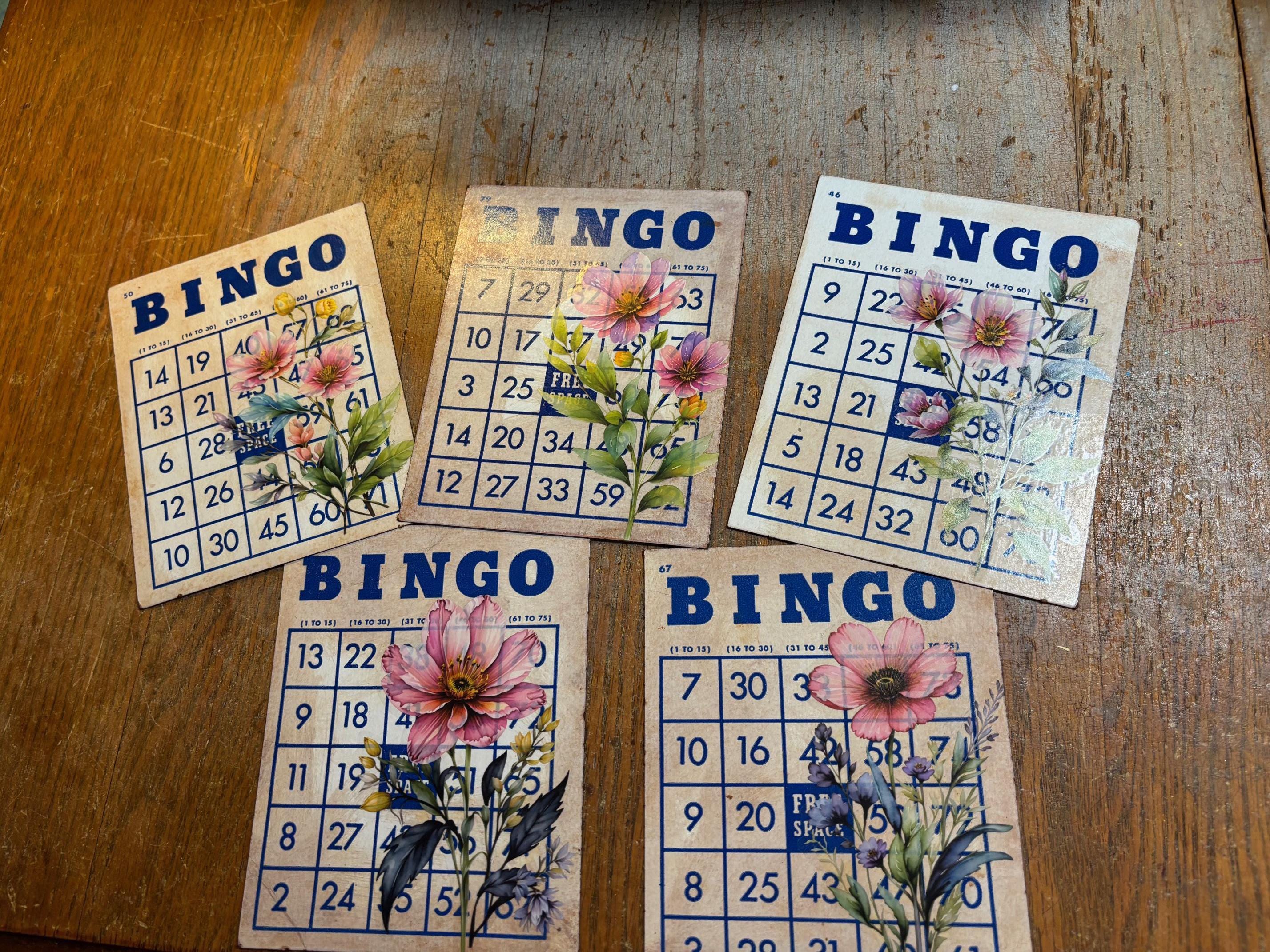 Faux Vintage BINGO Cards for Journals, Flowers