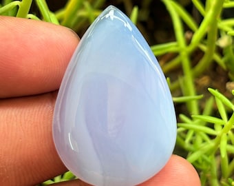 Piedra preciosa cabujón de calcedonia azul natural (38 x 26 mm, 50 cts)