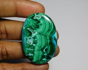 Azurit-Malachit-Cabochon, handgefertigter Edelstein (43 x 30 mm)