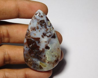 Cabujón de calcedonia, hecho a mano, 82 cts (51 x 31 mm)