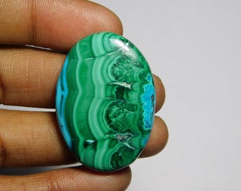 Azurit-Malachit-Cabochon, natürlicher Edelstein (38 x 27 mm)